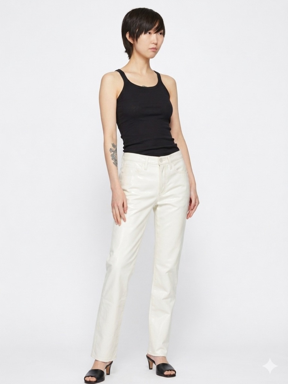 Recycled Leather White Pants